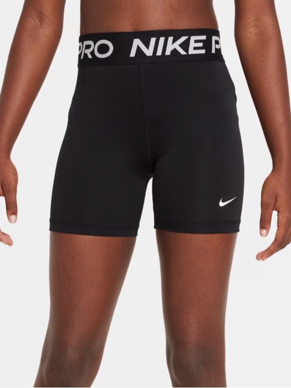 Nike Pro Girls 3” Dri-FIT Compression Shorts Black White Size M